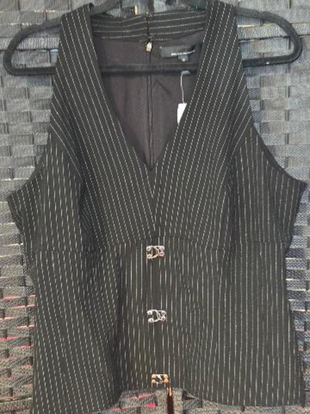 White House Black Market Pinstriped Hook & Eye Tailored Halter Vest Top